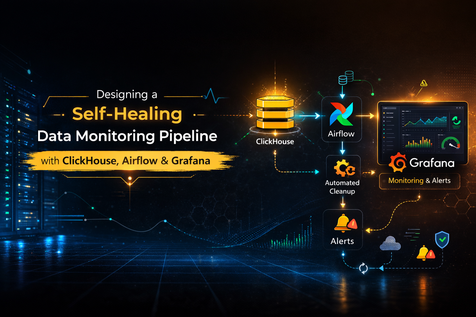 Designing a Self-Healing Data Monitoring Pipeline with ClickHouse, Airflow, and Grafana